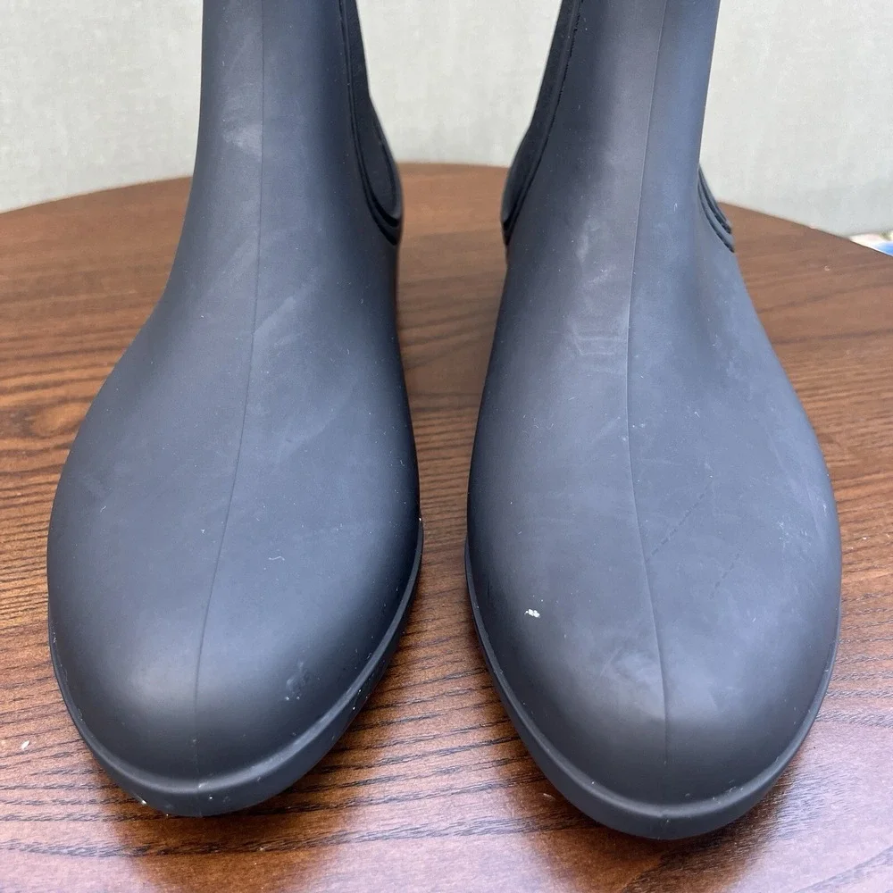Jeffrey Campbell Chelsea Boots Women's 10 Black Rubber Ankle Rain Pull On Bootie